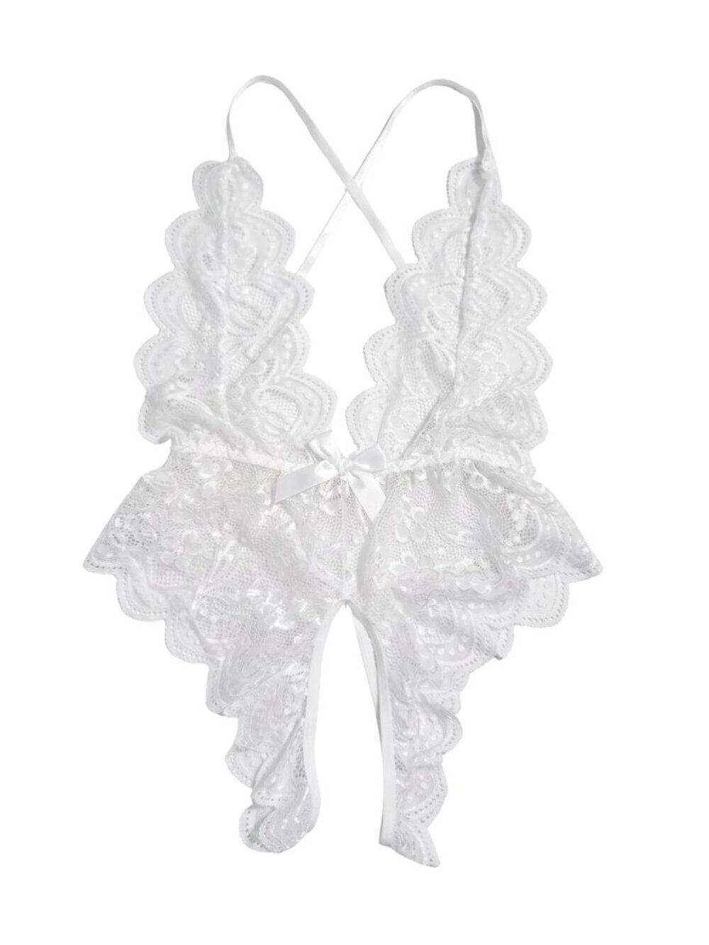 NIP | Soly Hux White Floral Lace Scalloped Trim Teddy Lingerie Small